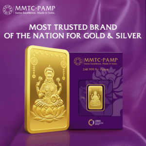 10 gram 24K gold bar featuring Goddess Lakshmi design